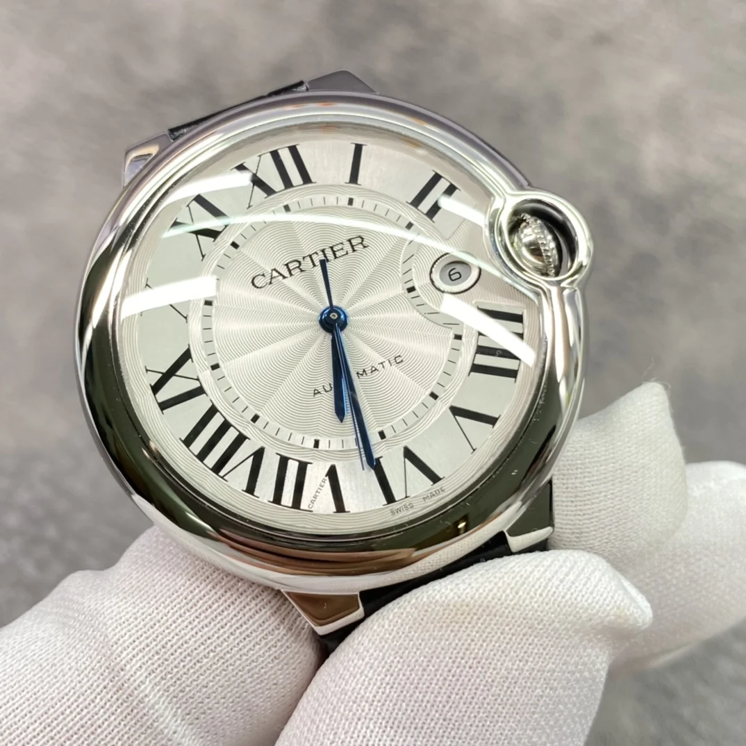 Cartier Ballon Bleu Steel Silver Dial — photographed off the sweep