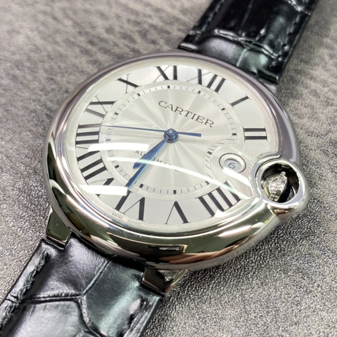 Cartier Ballon Bleu Steel Silver Dial — photographed off the sweep