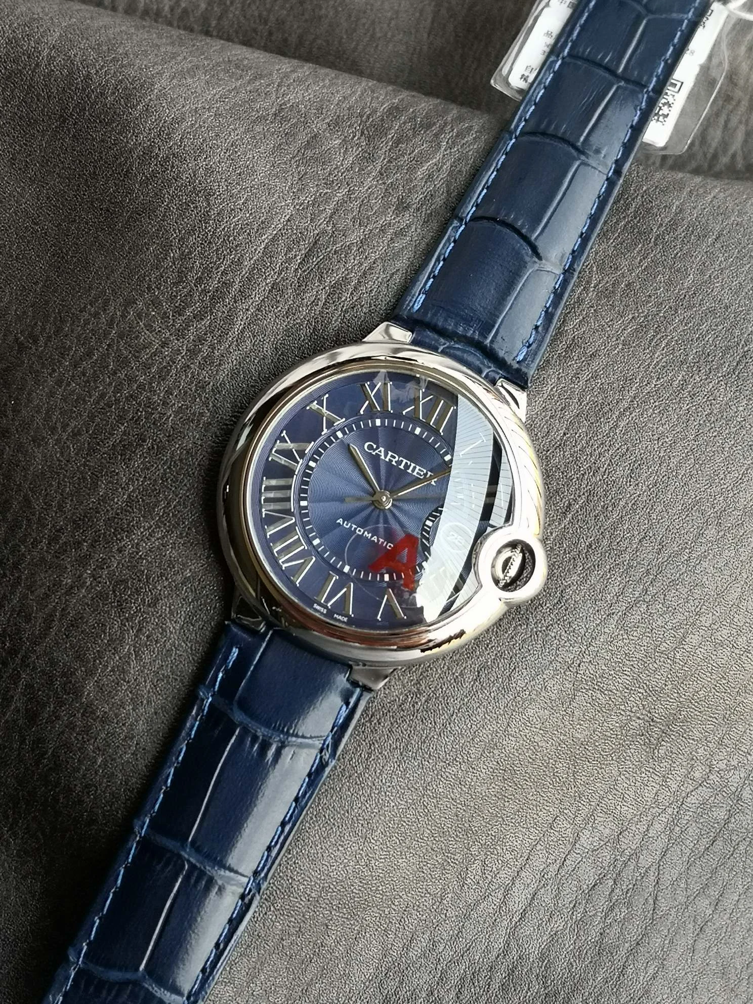 Cartier Ballon Bleu Steel White Dial 33mm — photographed off the sweep