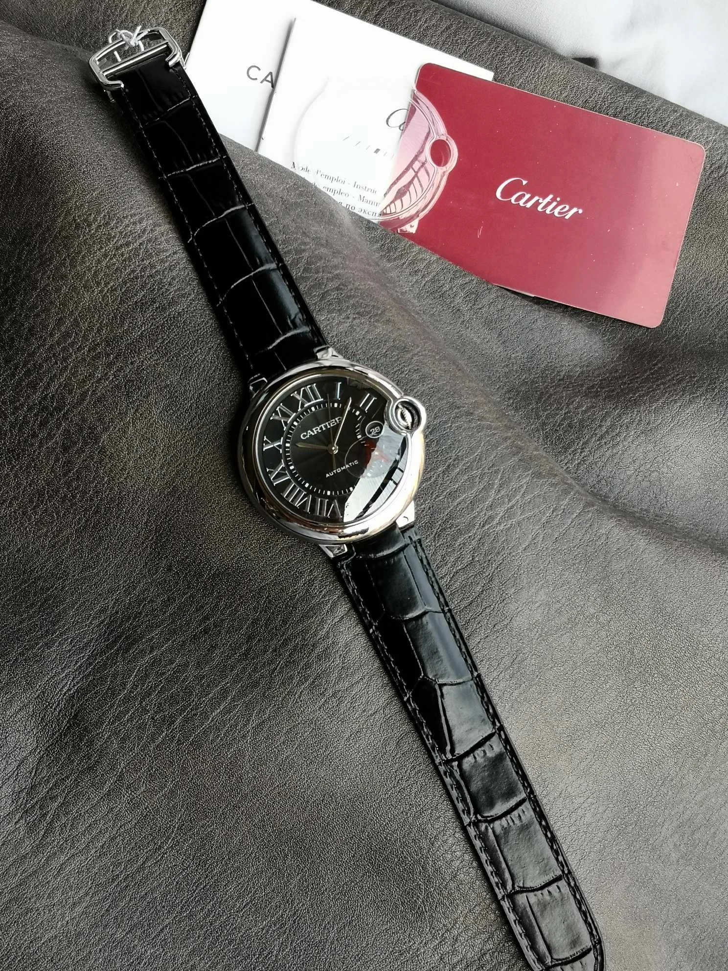 Cartier Ballon Bleu Steel White Dial 33mm — photographed off the sweep