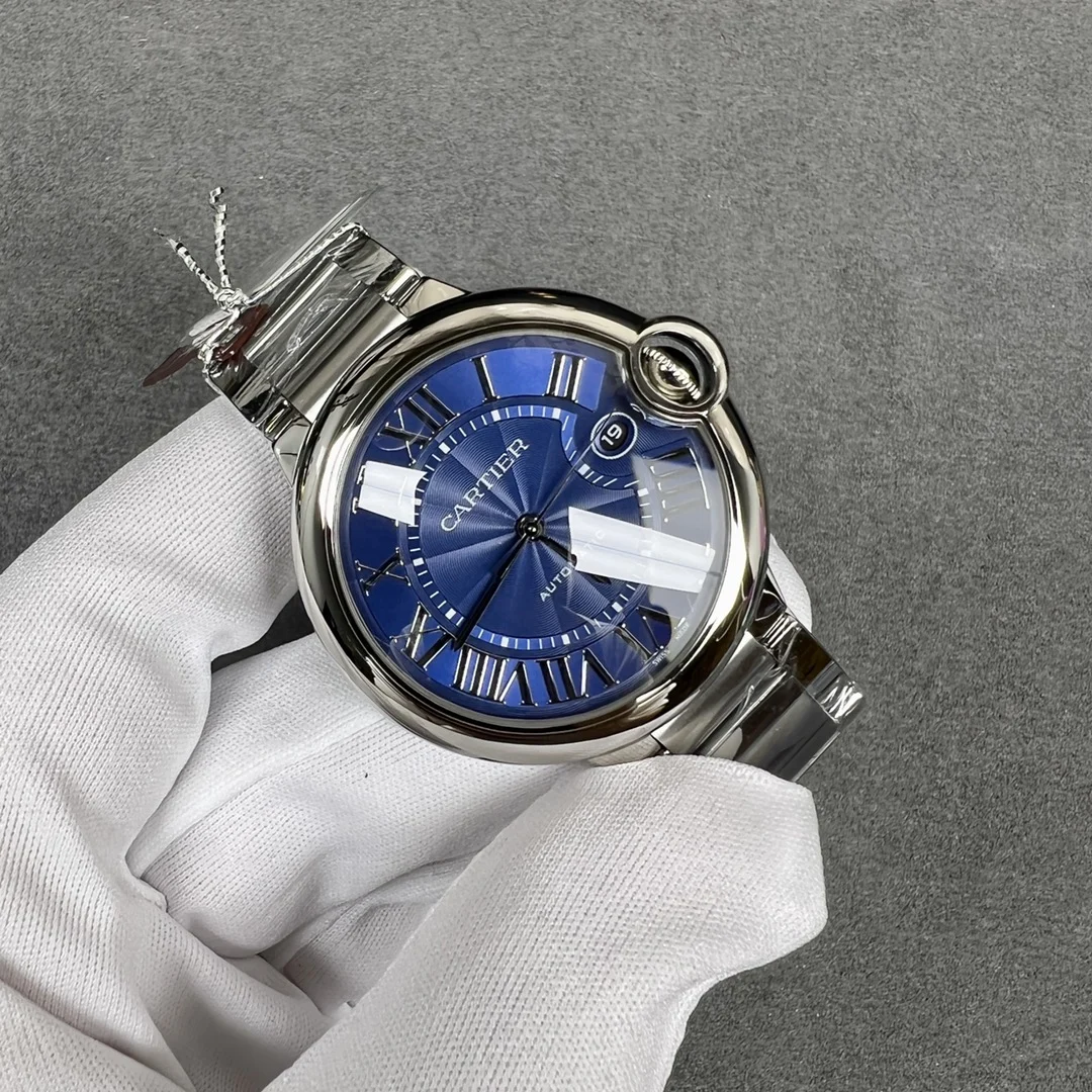 Cartier Ballon Bleu Steel White Dial 42.1mm — photographed off the sweep