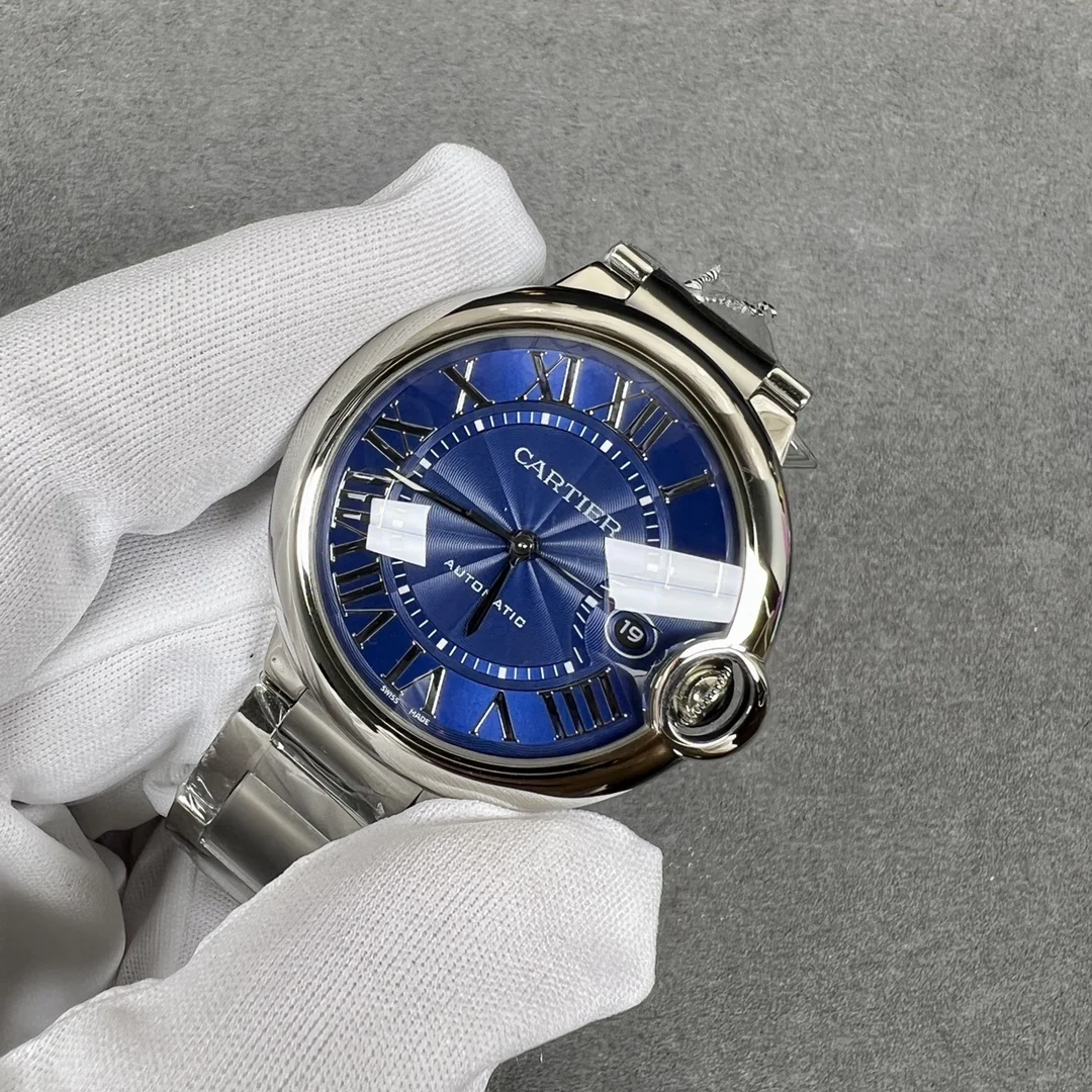 Cartier Ballon Bleu Steel White Dial 42.1mm — photographed off the sweep