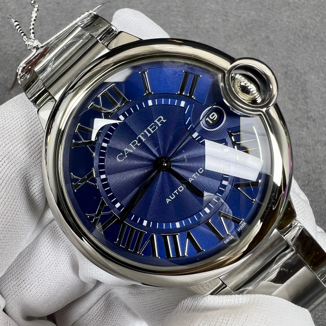 Cartier Ballon Bleu Steel White Dial 42.1mm — photographed off the sweep