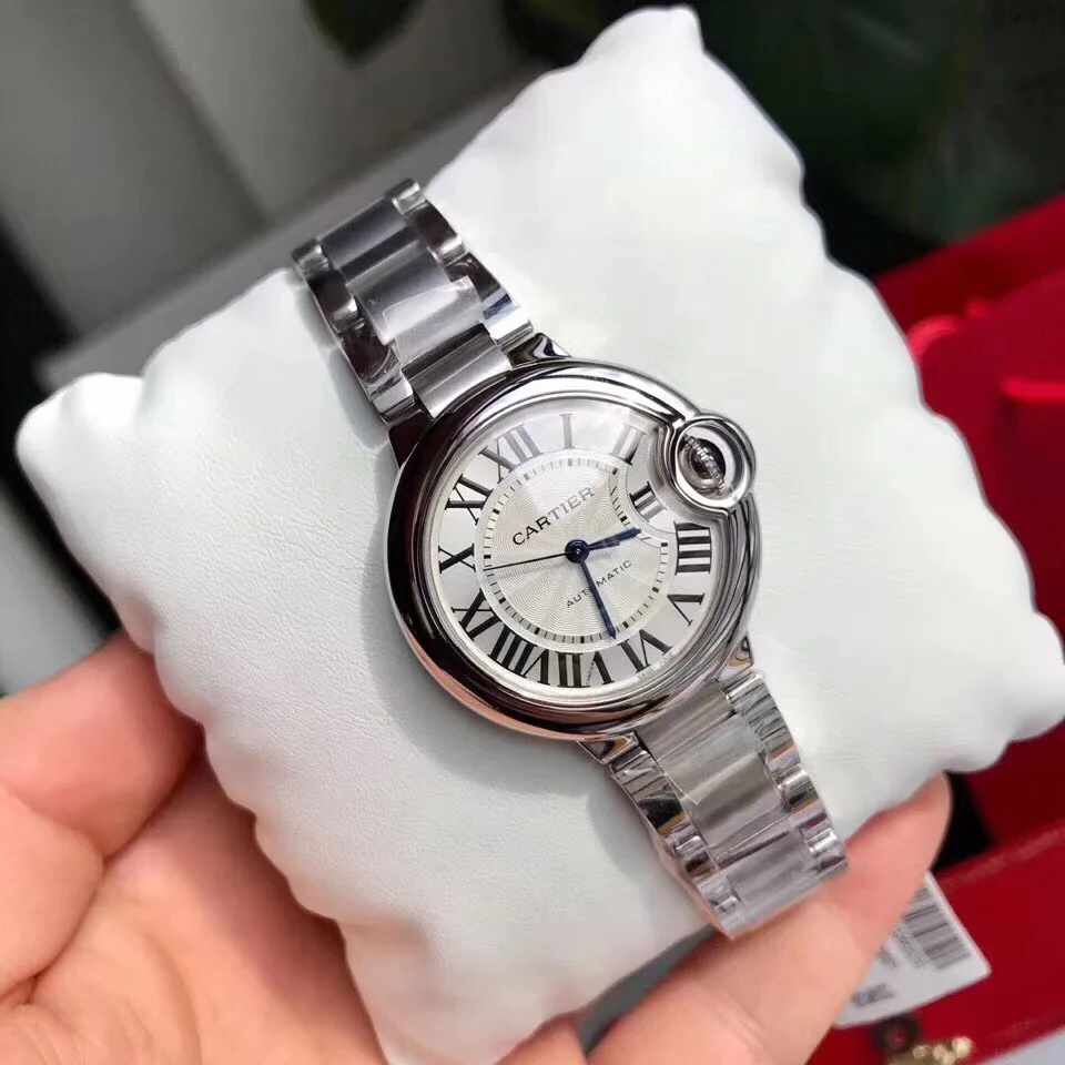 Cartier Ballon Bleu Two-Tone White Dial 33mm — photographed off the sweep
