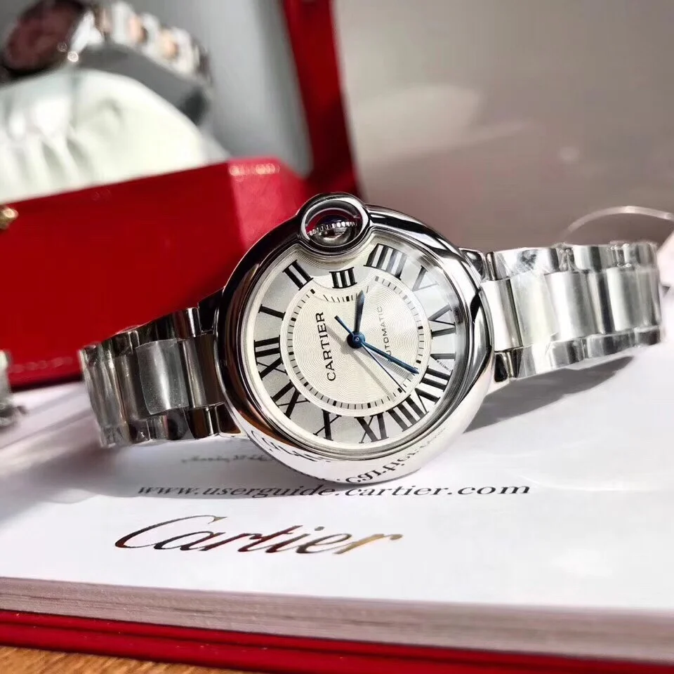 Cartier Ballon Bleu Two-Tone White Dial 33mm — photographed off the sweep