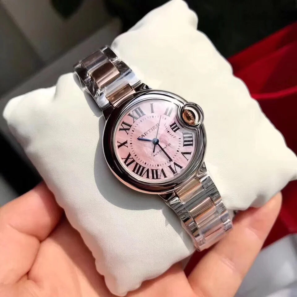 Cartier Ballon Bleu Two-Tone White Dial 33mm — photographed off the sweep