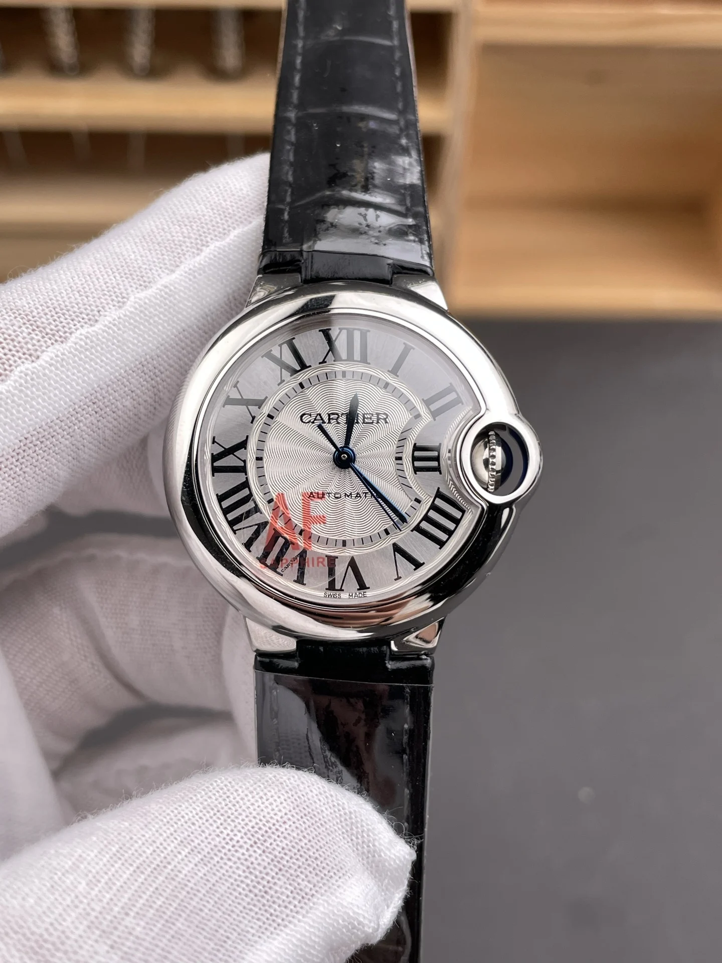 Cartier Ballon Bleu White Dial 33mm — photographed off the sweep
