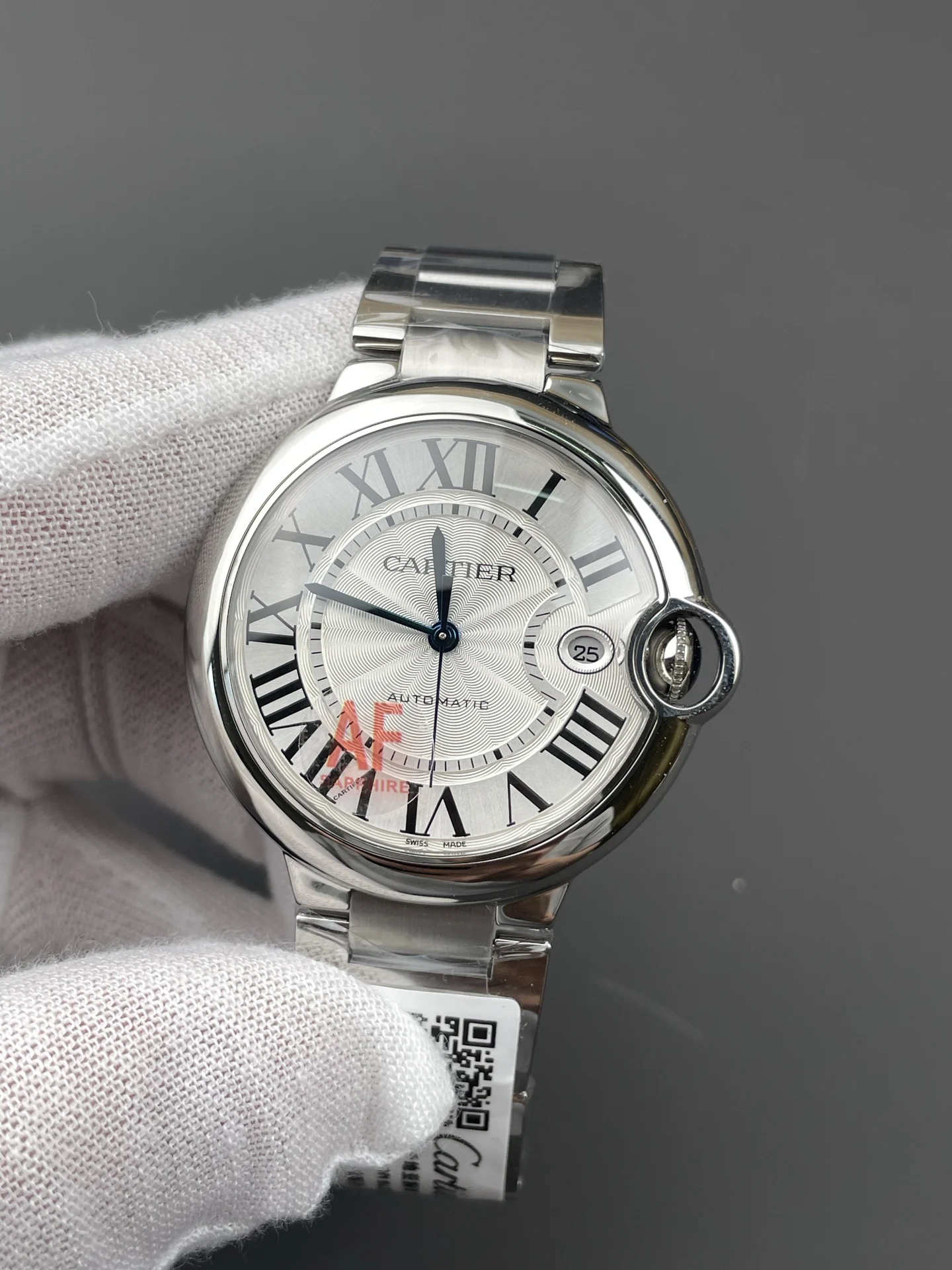 Cartier Ballon Bleu White Dial 40mm — photographed off the sweep