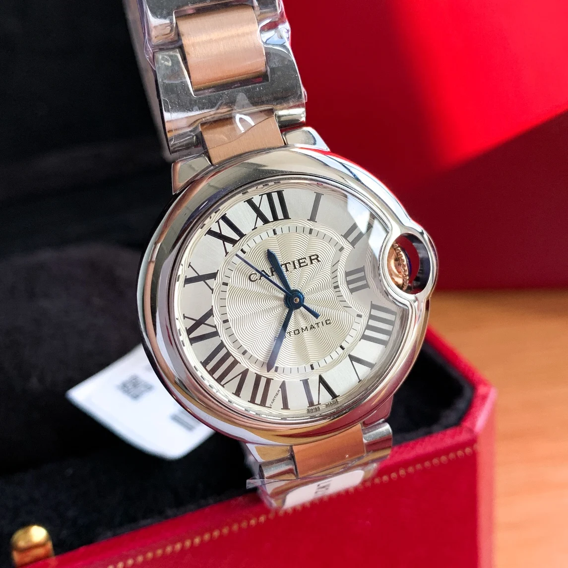 Cartier Ballon Bleu Yellow Gold Blue Dial — photographed off the sweep