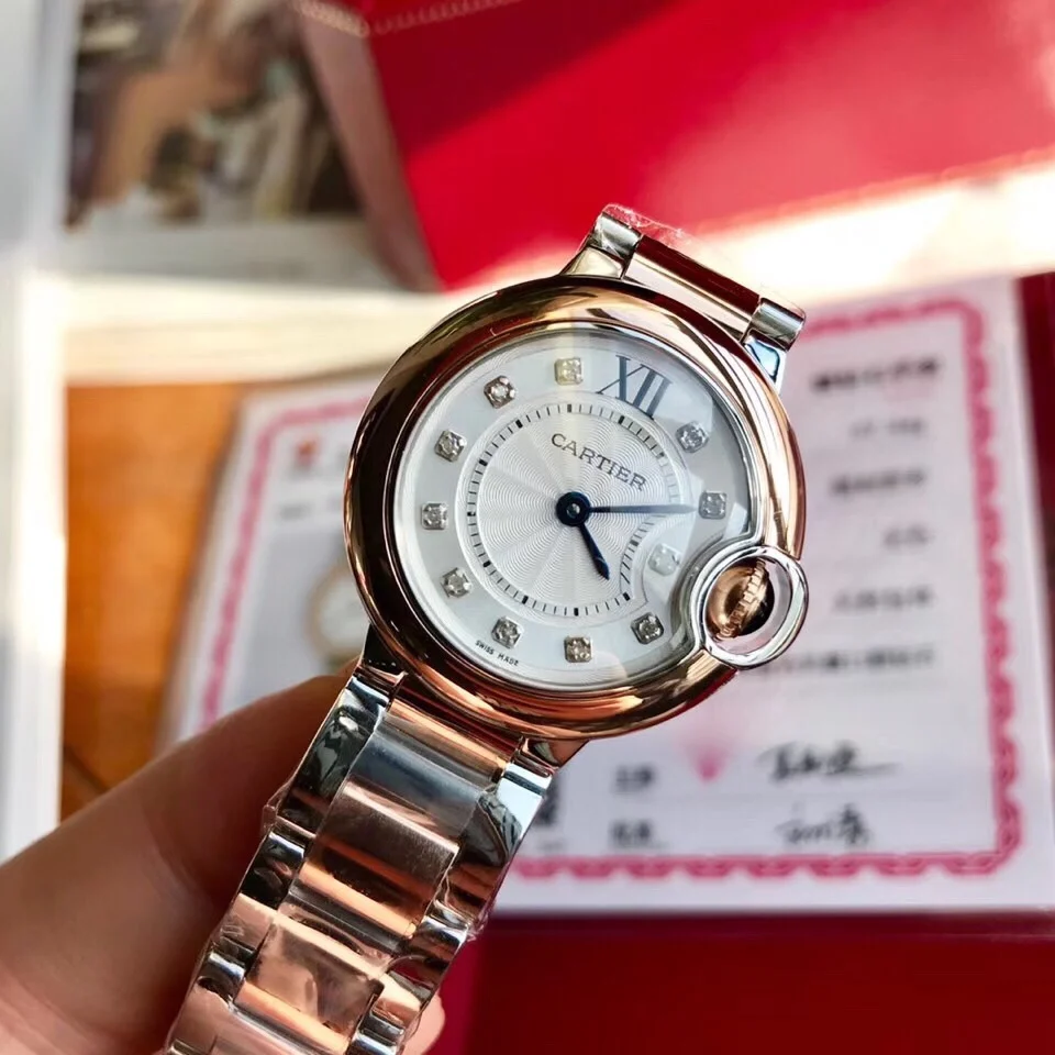 Cartier Ballon Bleu Yellow Gold Diamond-Set 28mm — photographed off the sweep