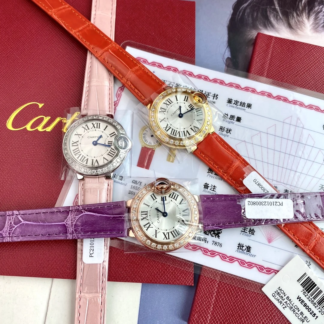 Cartier Ballon Bleu Yellow Gold Diamond-Set 28mm — photographed off the sweep