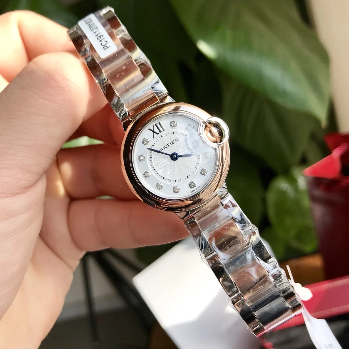 Cartier Ballon Bleu Yellow Gold Diamond-Set 28mm — photographed off the sweep