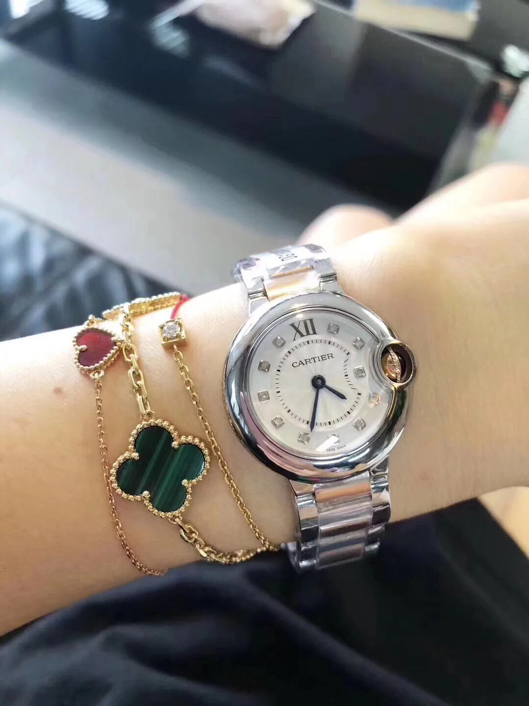 Cartier Ballon Bleu Yellow Gold Diamond-Set 28mm — photographed off the sweep