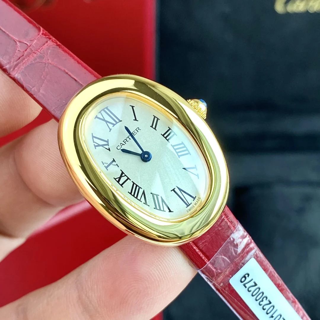 Cartier Ballon Bleu Yellow Gold Silver Dial 32 × 26mm — photographed off the sweep