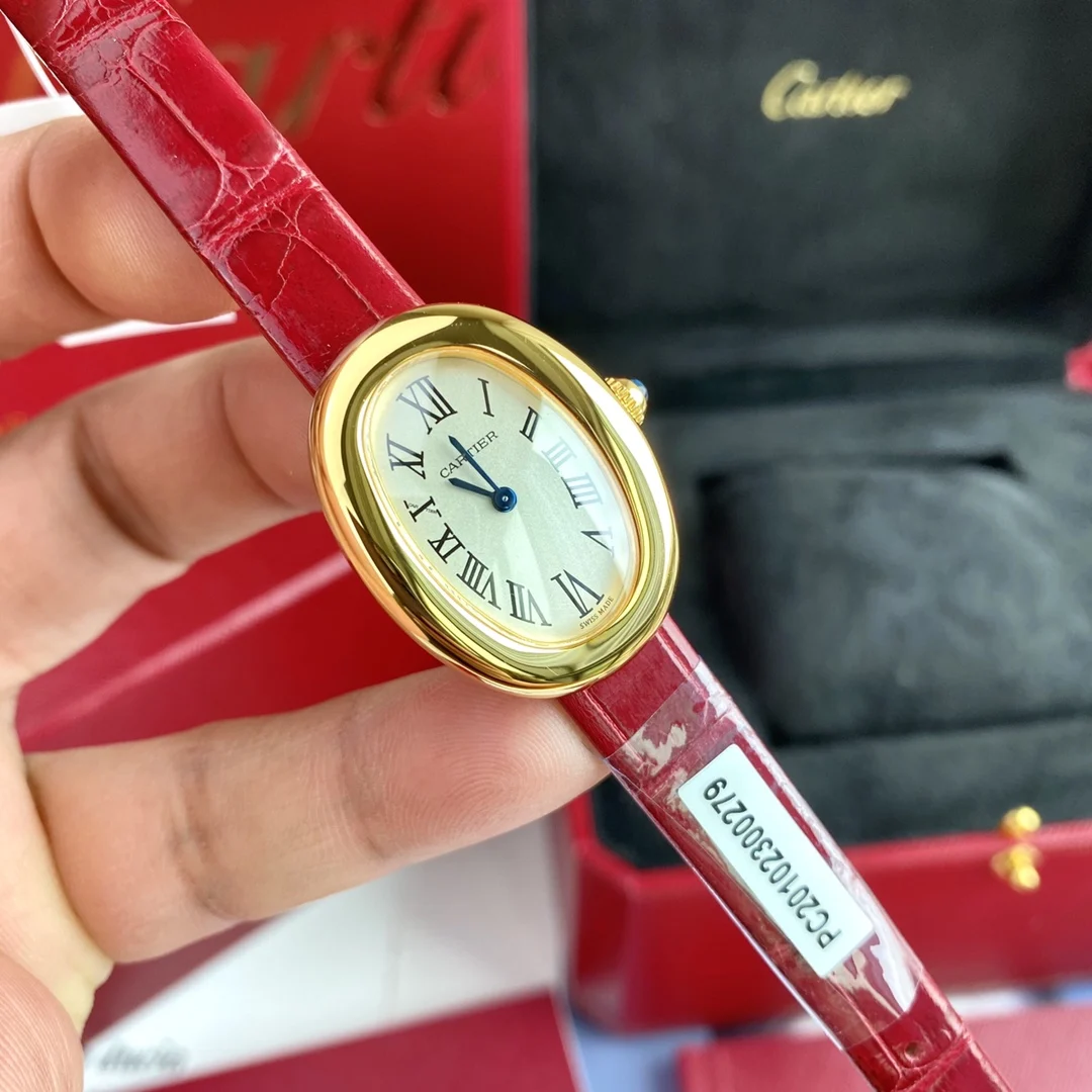 Cartier Ballon Bleu Yellow Gold Silver Dial 32 × 26mm — photographed off the sweep