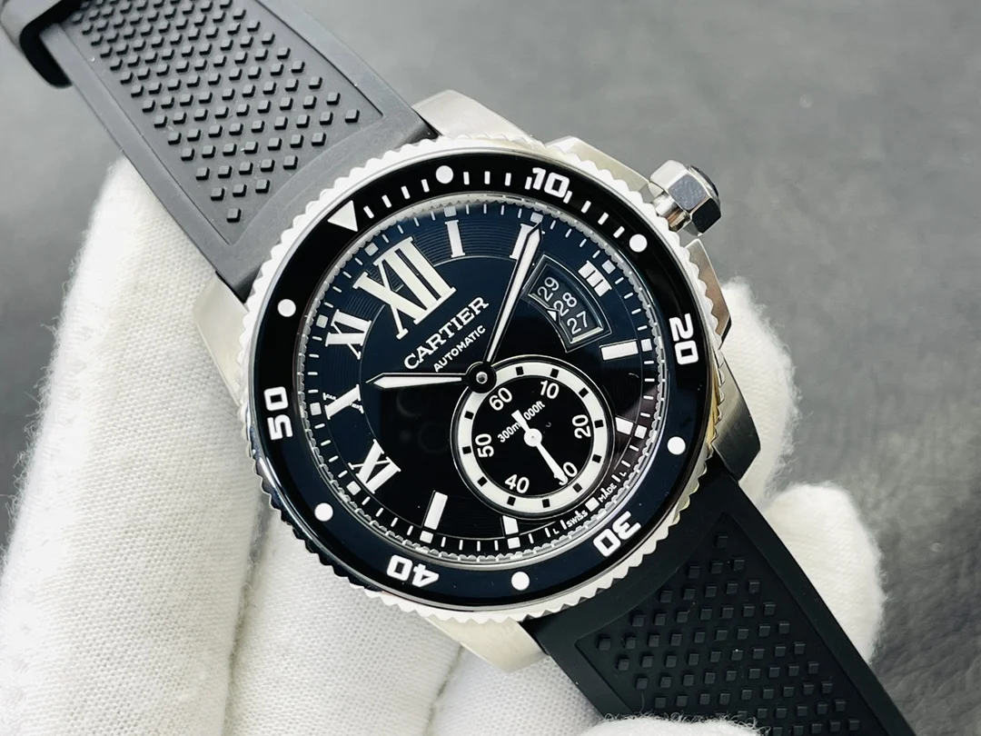 Cartier Ceramic Blue Dial — photographed off the sweep