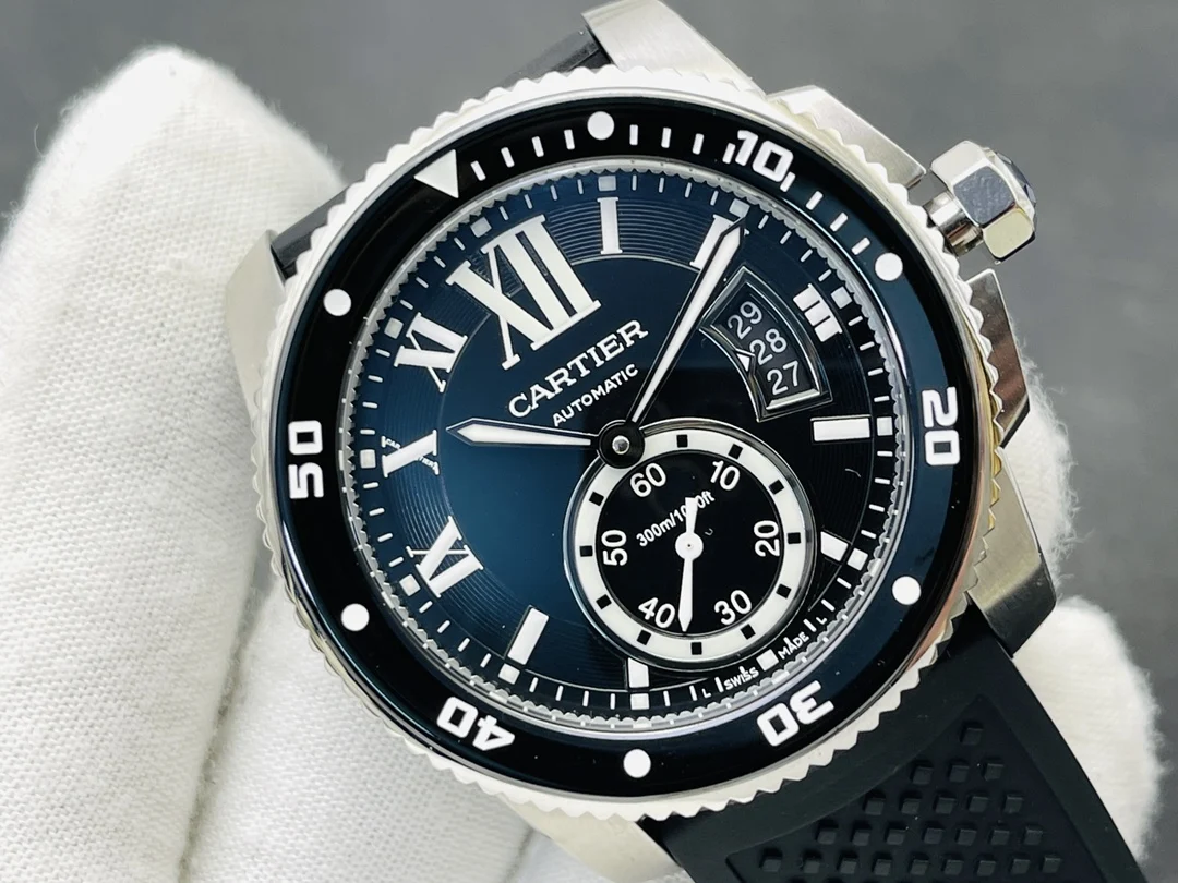 Cartier Ceramic Blue Dial — photographed off the sweep