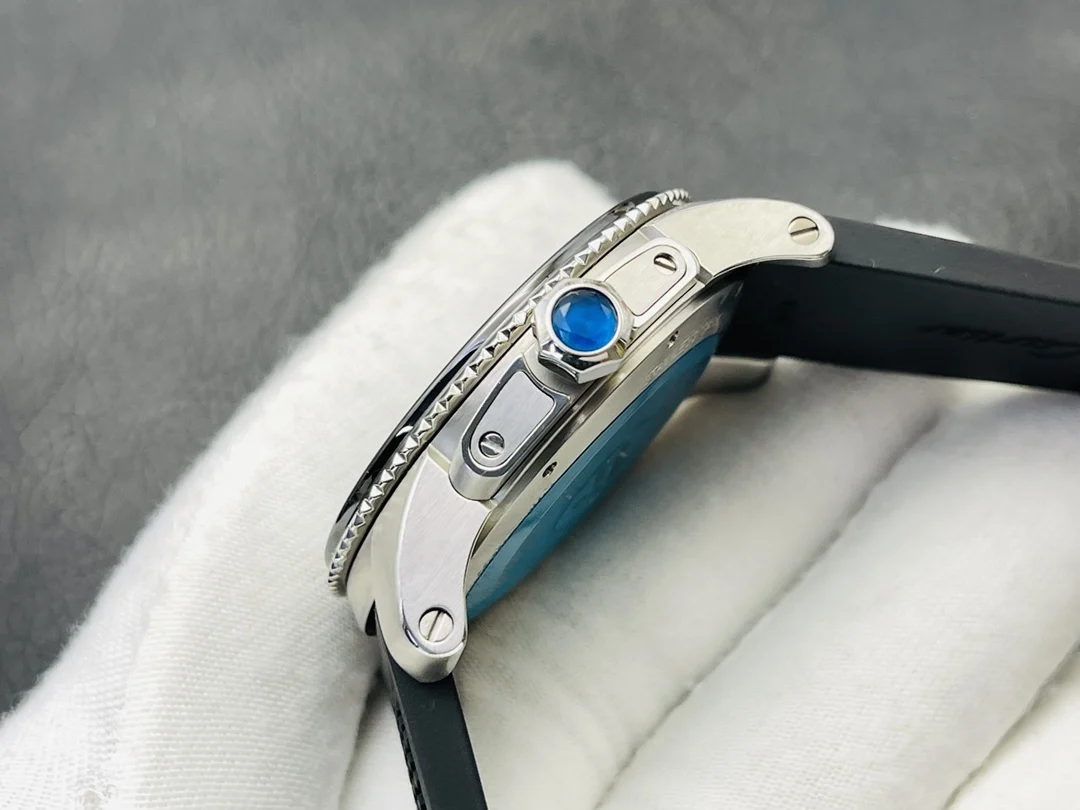 Cartier Ceramic Blue Dial — photographed off the sweep