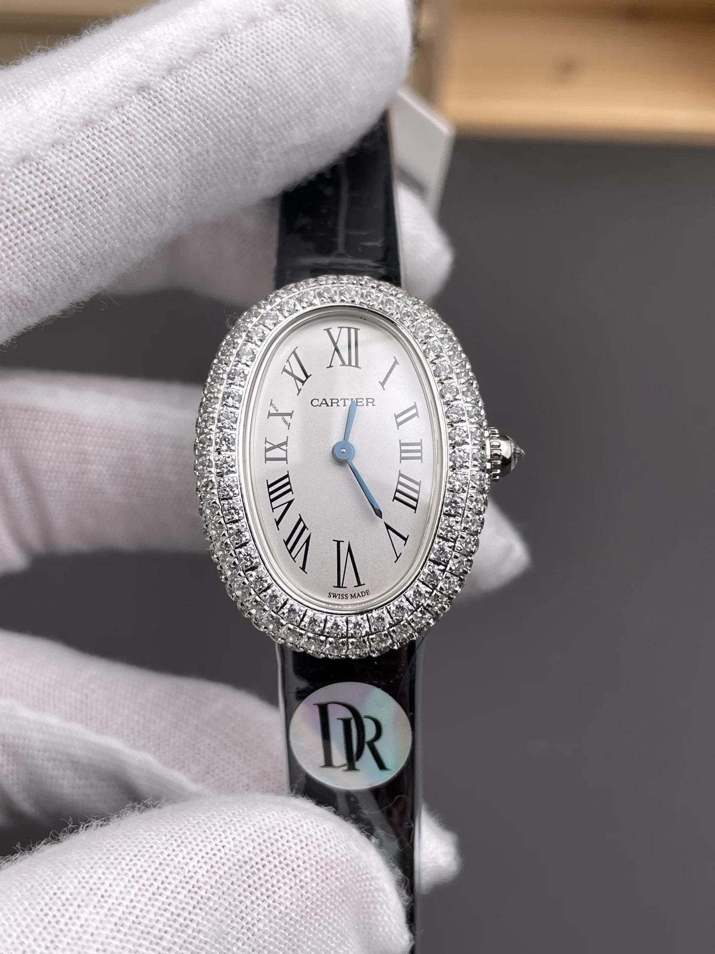 Cartier Diamond-Set 32mm — photographed off the sweep