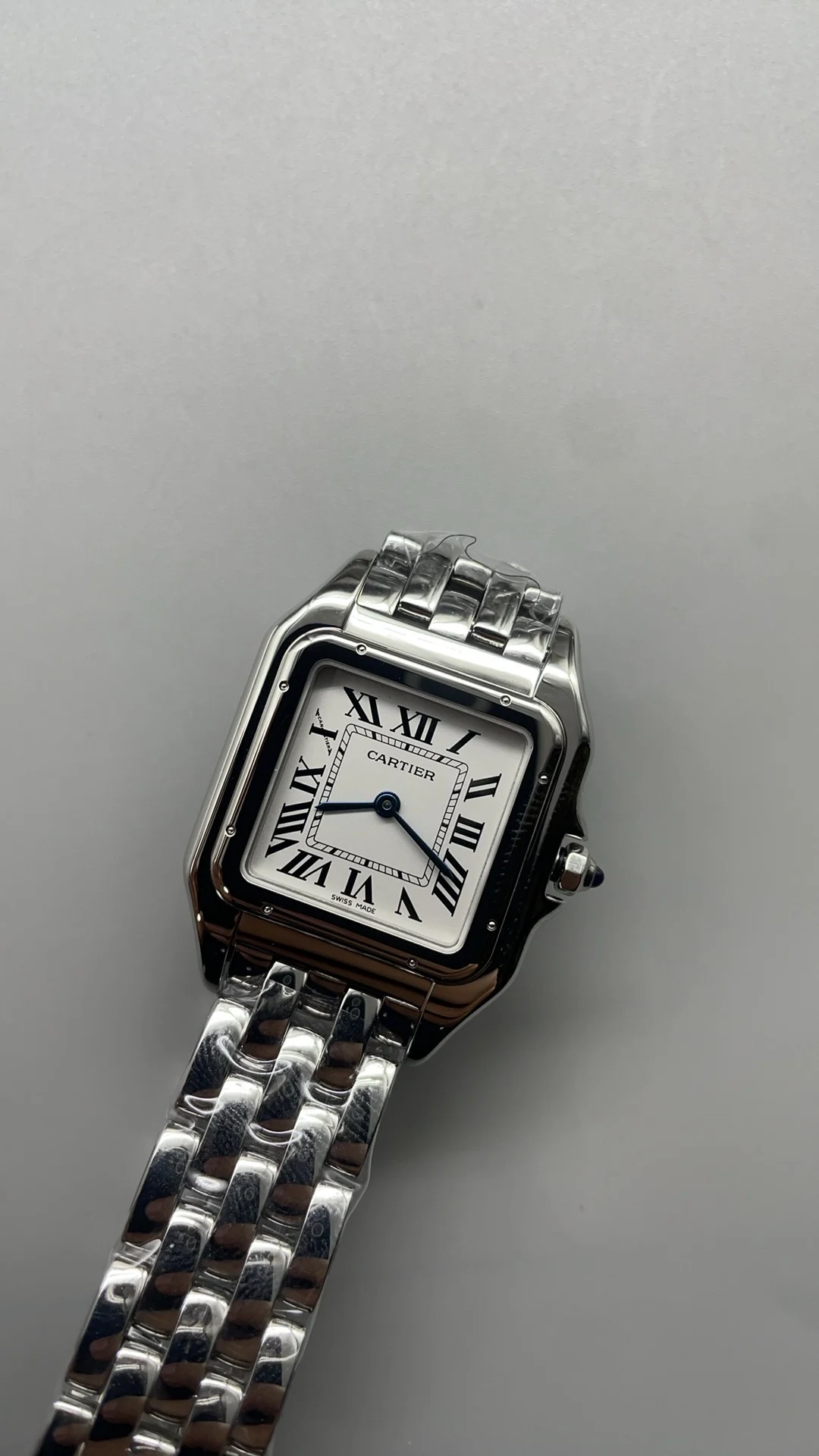 Cartier Panthère Silver Dial 27mm — photographed off the sweep