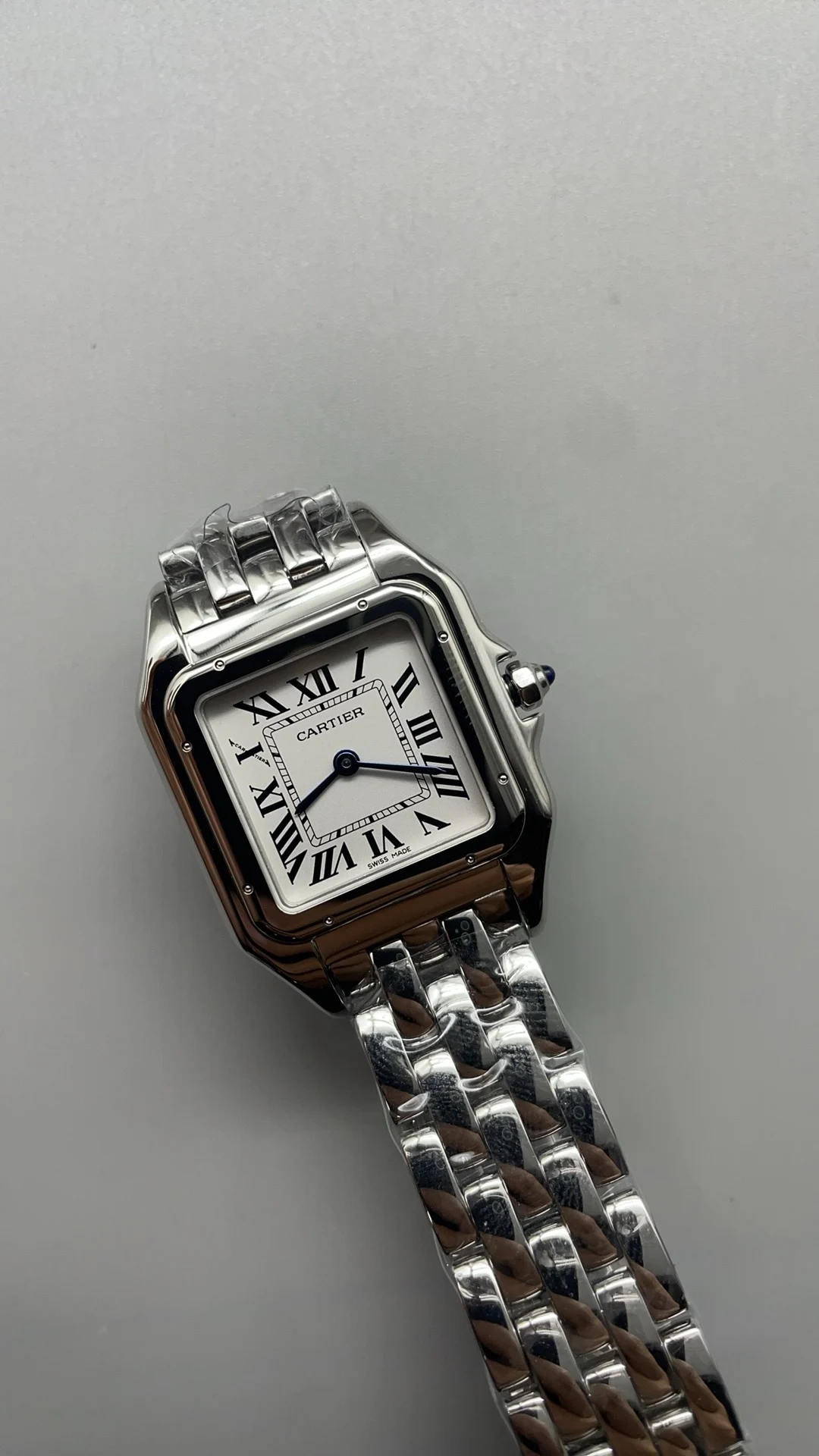 Cartier Panthère Silver Dial 27mm — photographed off the sweep