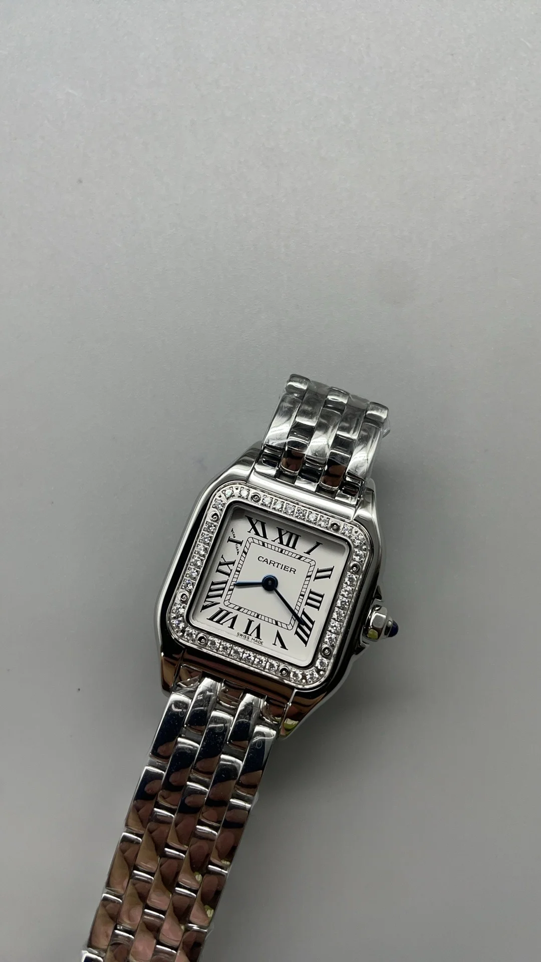 Cartier Panthère Silver Dial Diamond-Set 22mm — photographed off the sweep