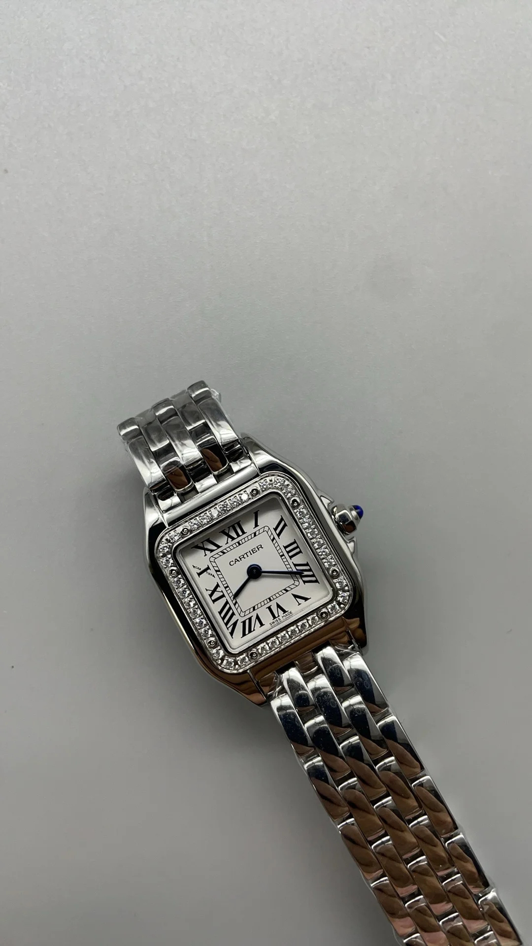 Cartier Panthère Silver Dial Diamond-Set 22mm — photographed off the sweep