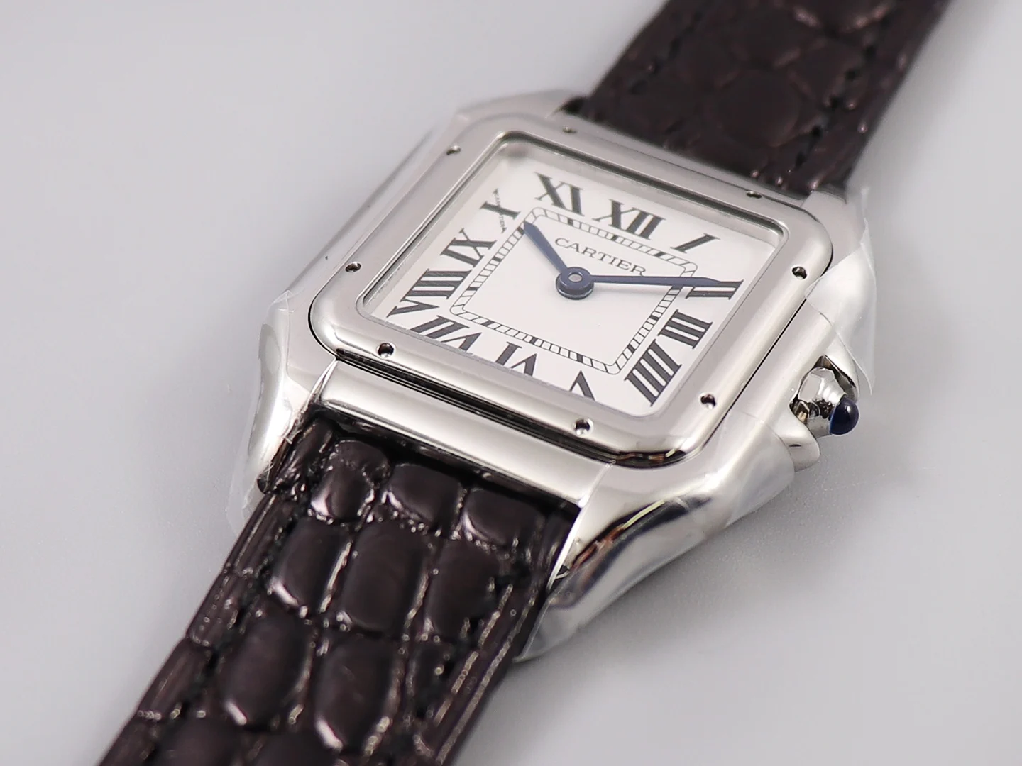 Cartier Panthère Steel Blue Dial — photographed off the sweep