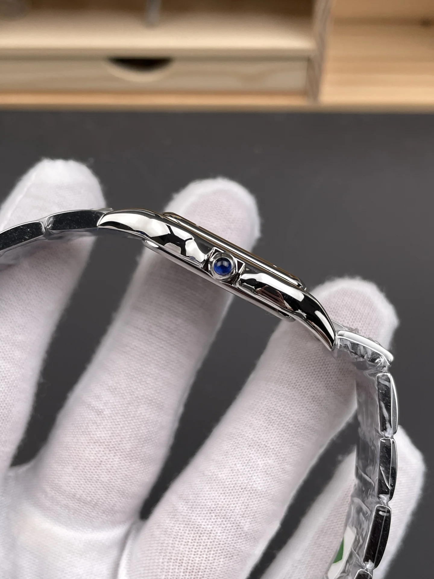 Cartier Panthère Steel White Dial 31 × 42mm — photographed off the sweep