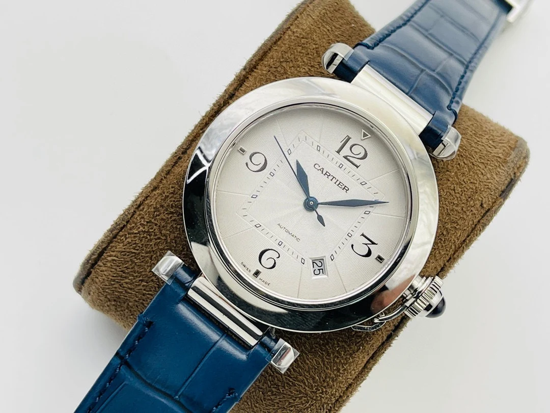 Cartier Pasha Titanium Blue Dial — photographed off the sweep