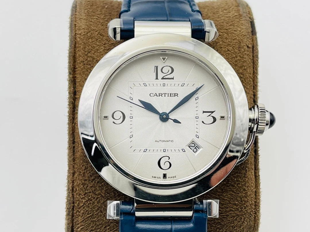 Cartier Pasha Titanium Blue Dial — photographed off the sweep