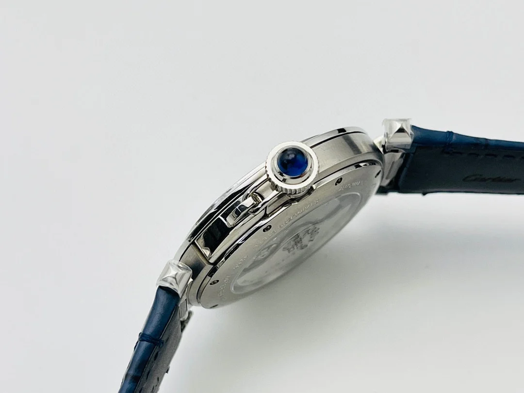 Cartier Pasha Titanium Blue Dial — photographed off the sweep