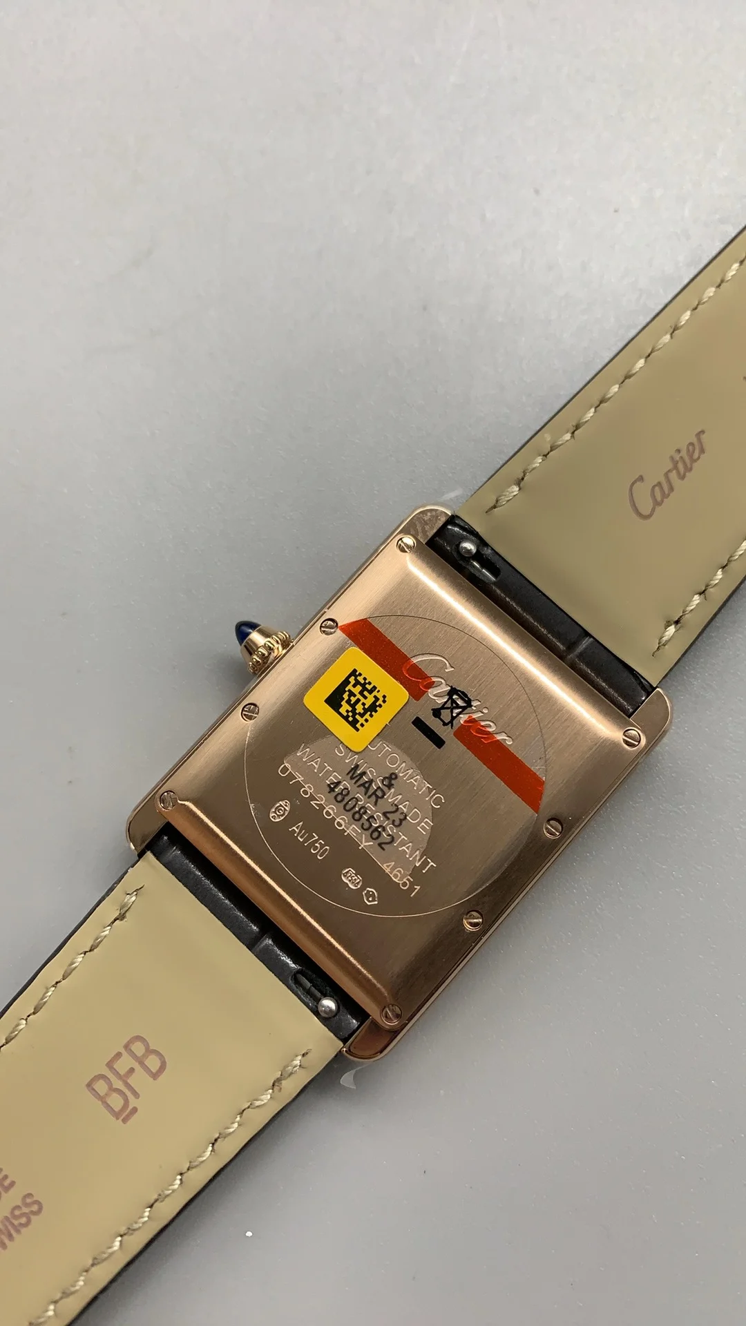 Cartier Rose Gold Grey Dial — photographed off the sweep