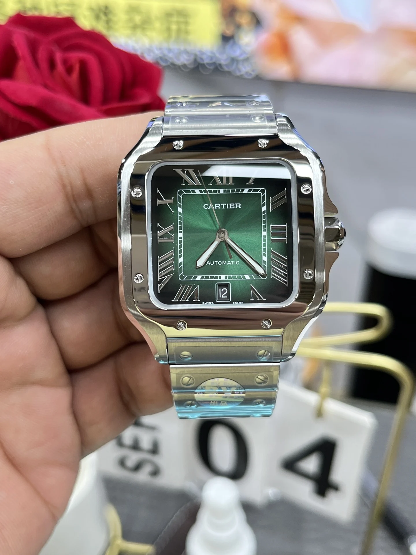 Cartier Santos — photographed off the sweep