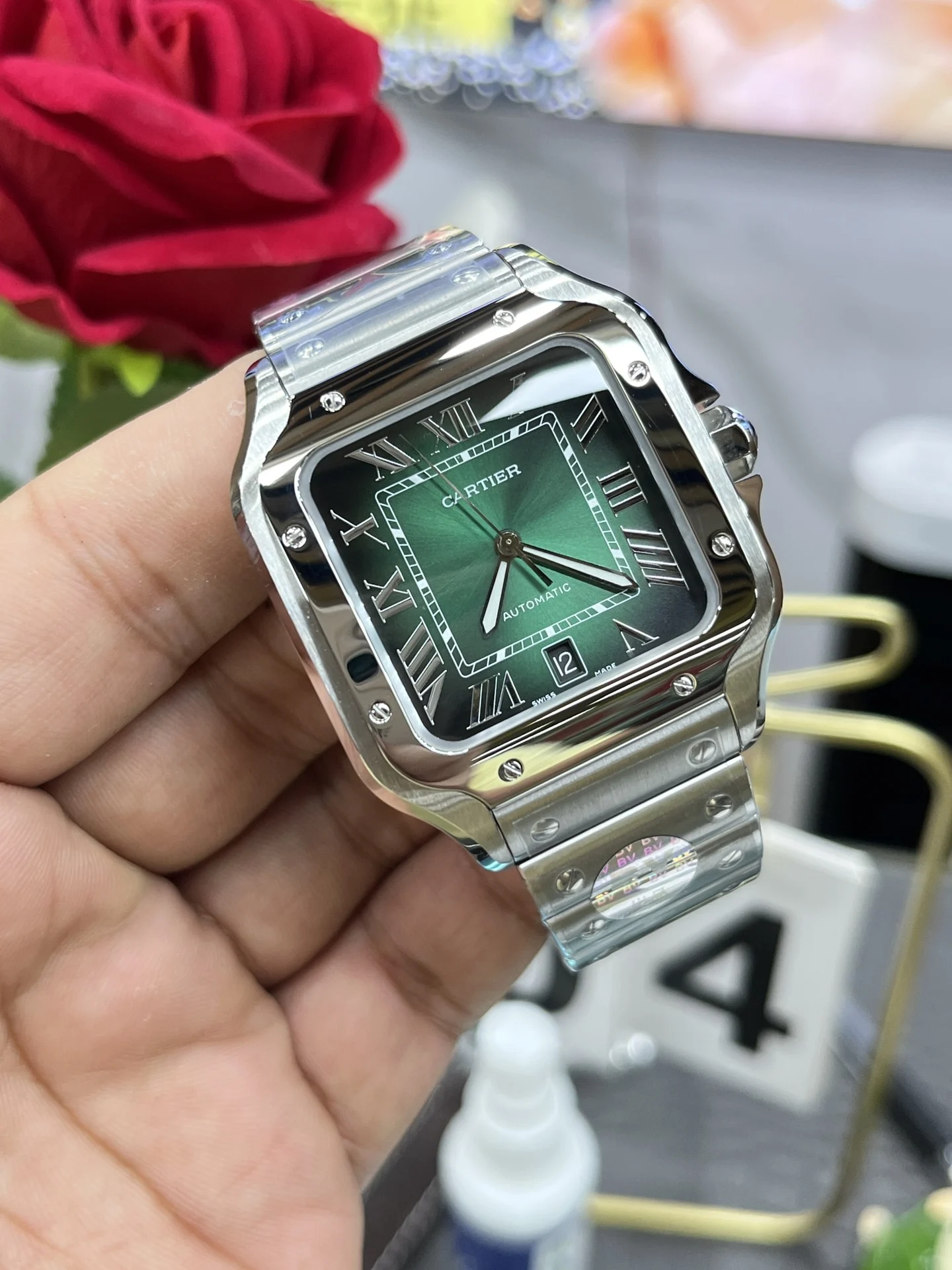 Cartier Santos — photographed off the sweep