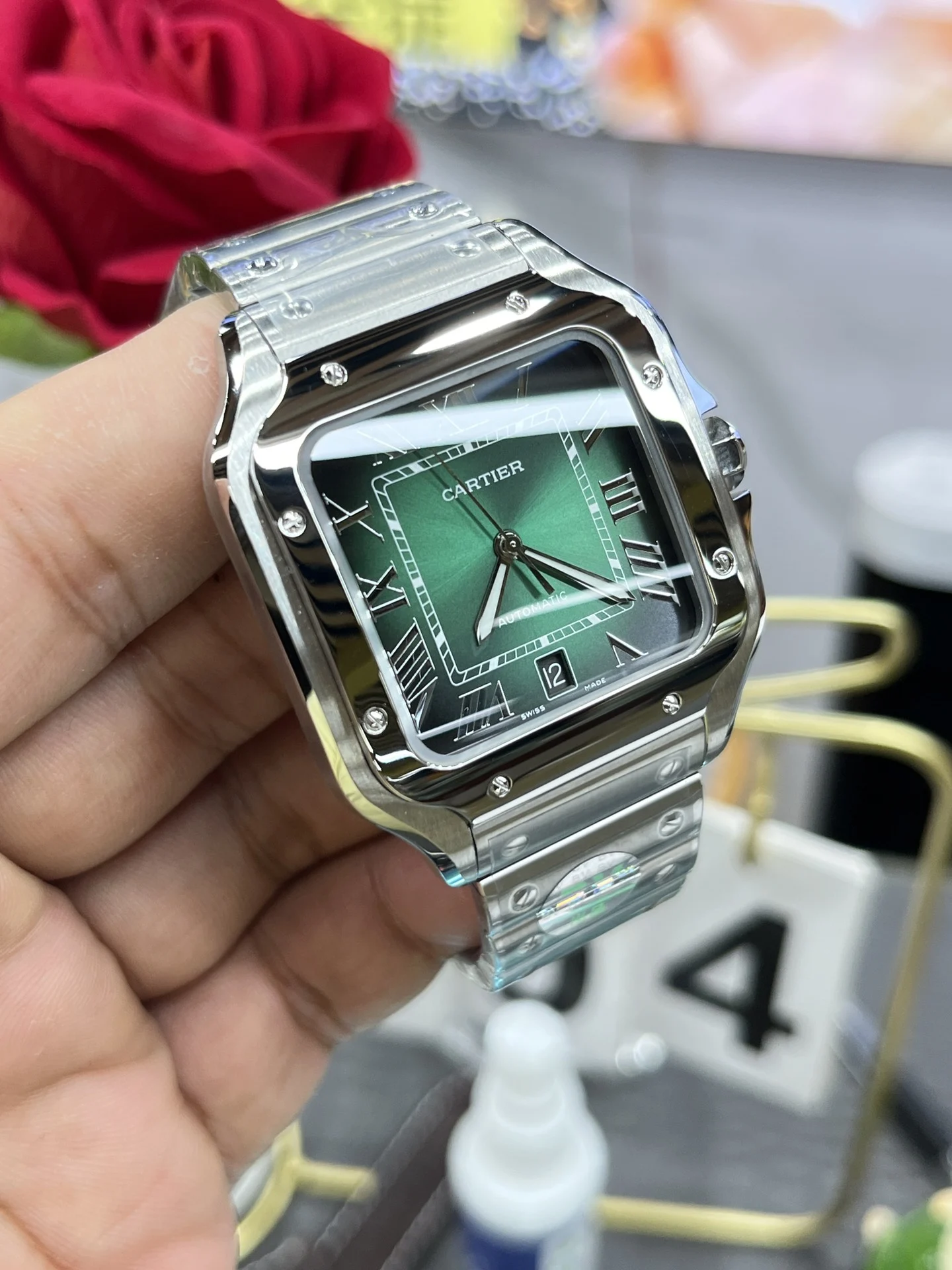 Cartier Santos — photographed off the sweep