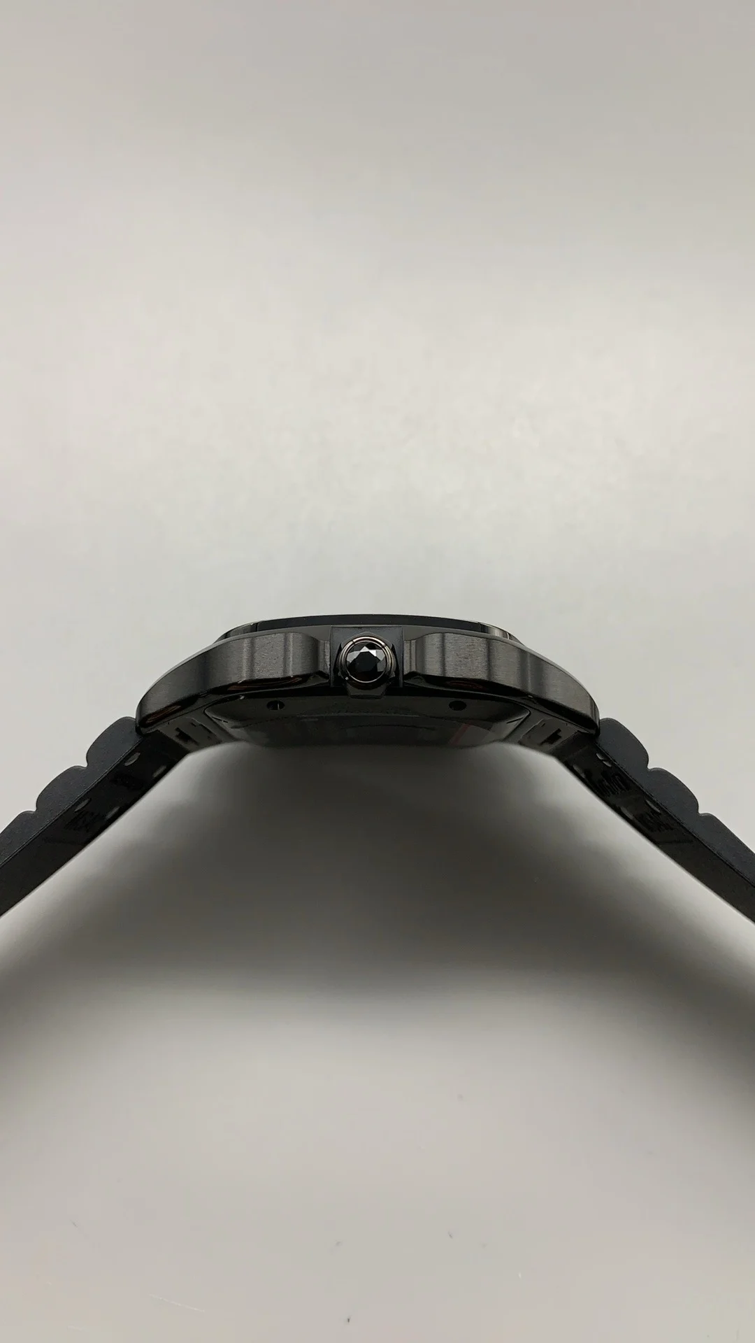 Cartier Santos Black Dial 39.8mm — photographed off the sweep