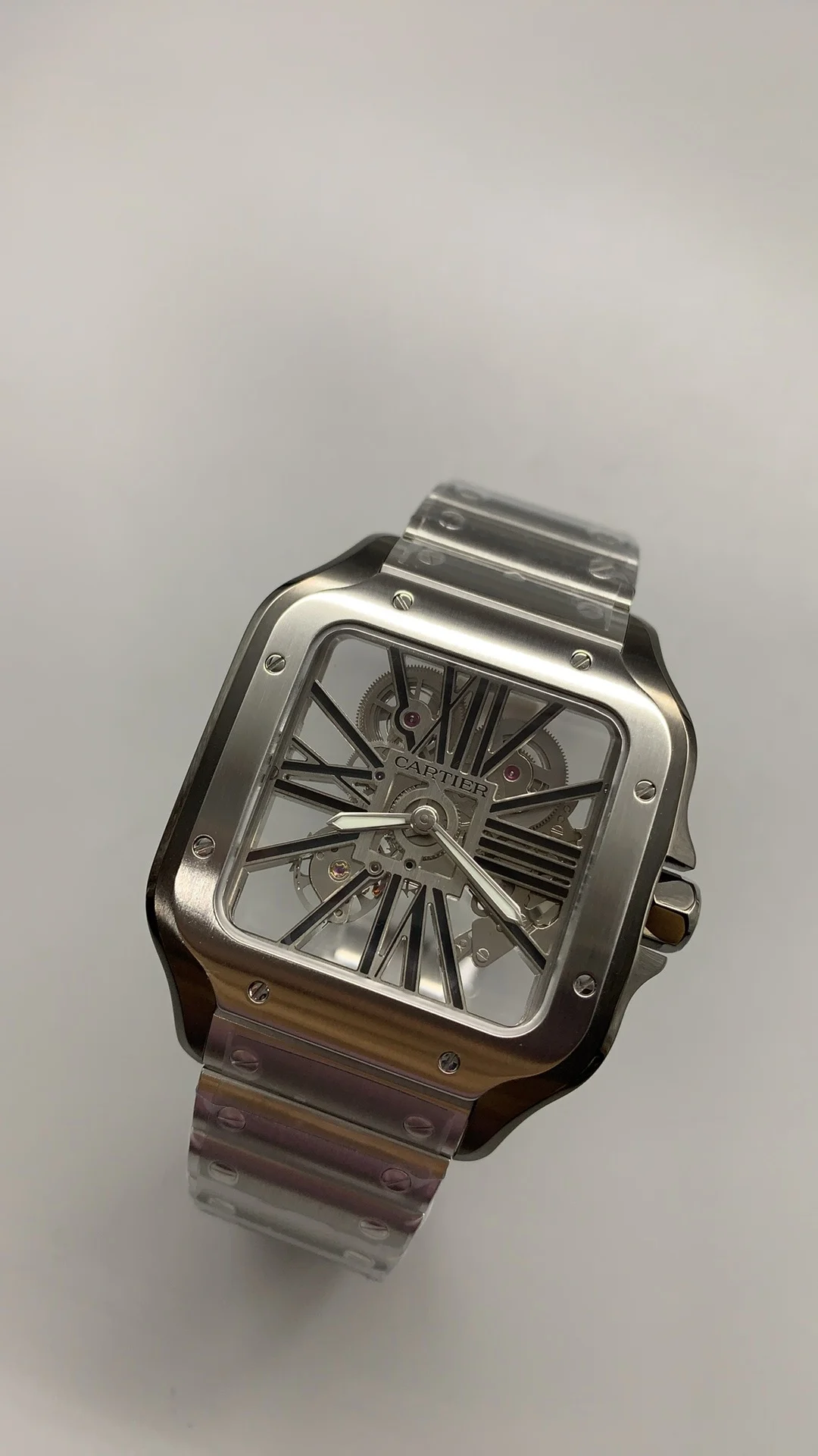 Cartier Santos Black Dial 40mm — photographed off the sweep