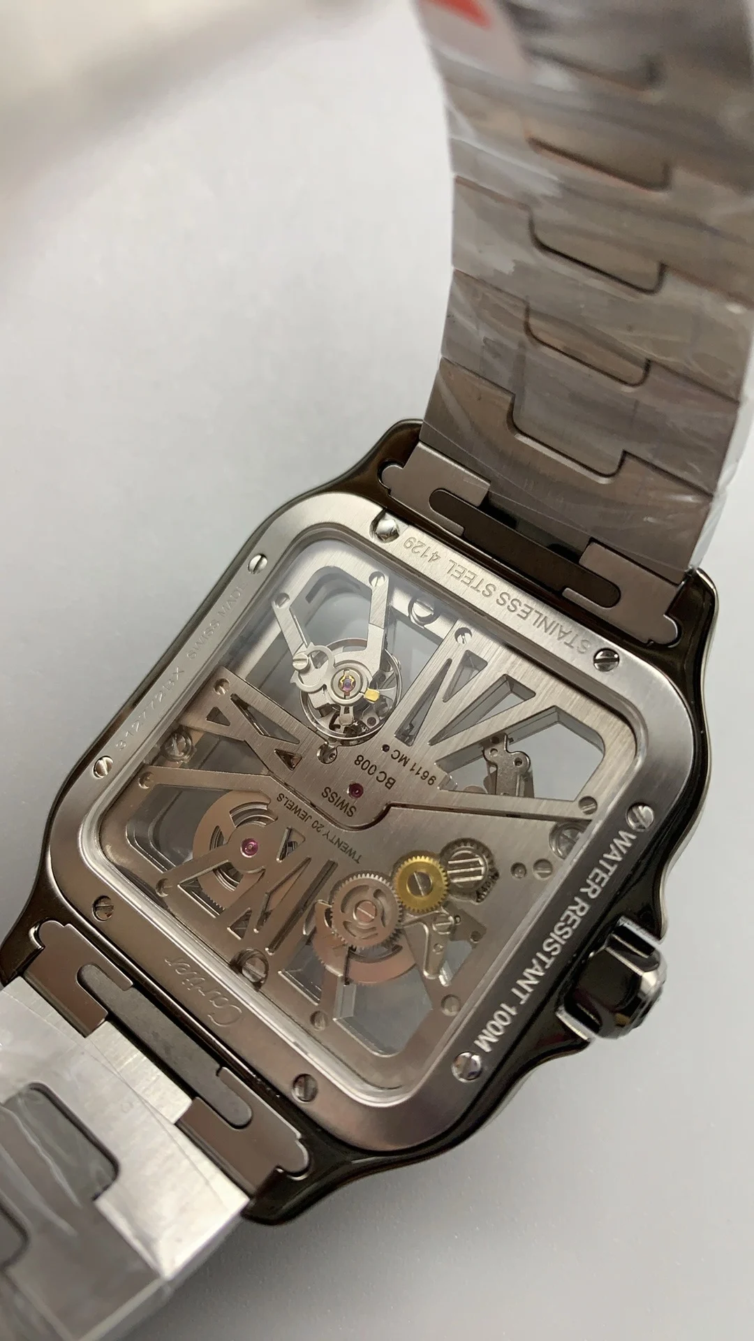 Cartier Santos Black Dial 40mm — photographed off the sweep