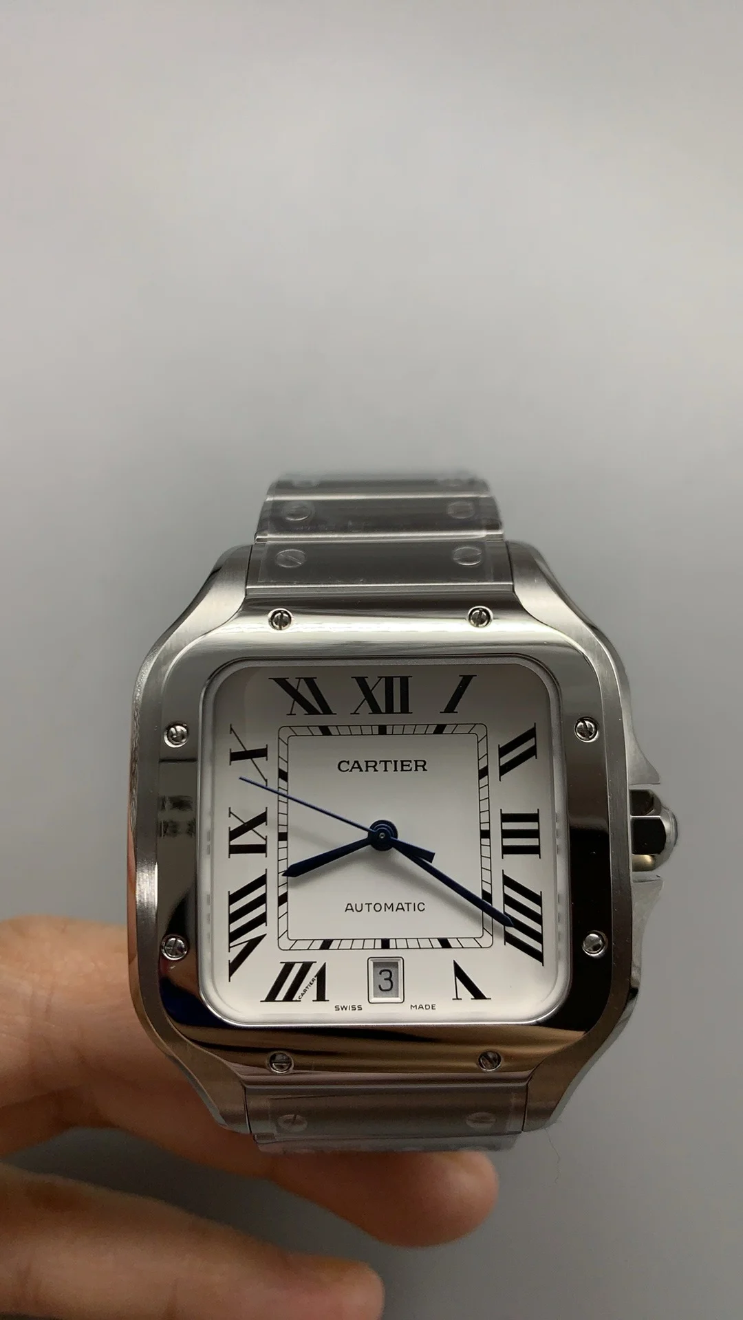 Cartier Santos Black Dial 40mm — photographed off the sweep