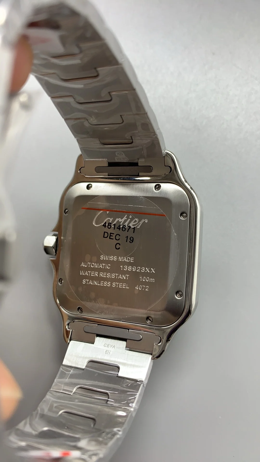 Cartier Santos Brown Dial 39.8mm — photographed off the sweep