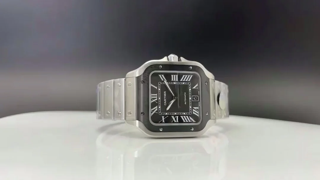 Cartier Santos Carbon Black Dial 38mm — photographed off the sweep