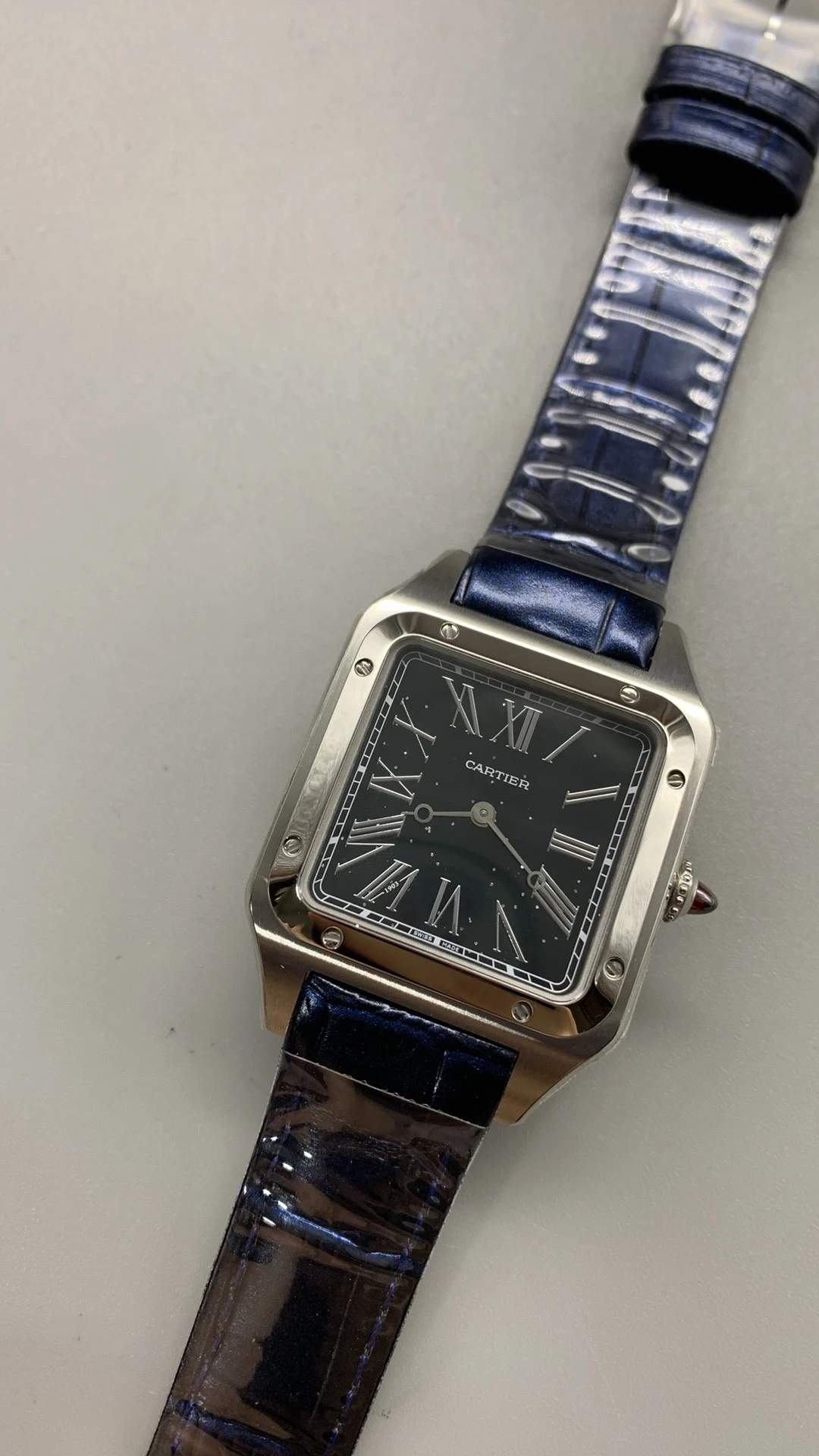 Cartier Santos-Dumont 43 × 31mm — photographed off the sweep