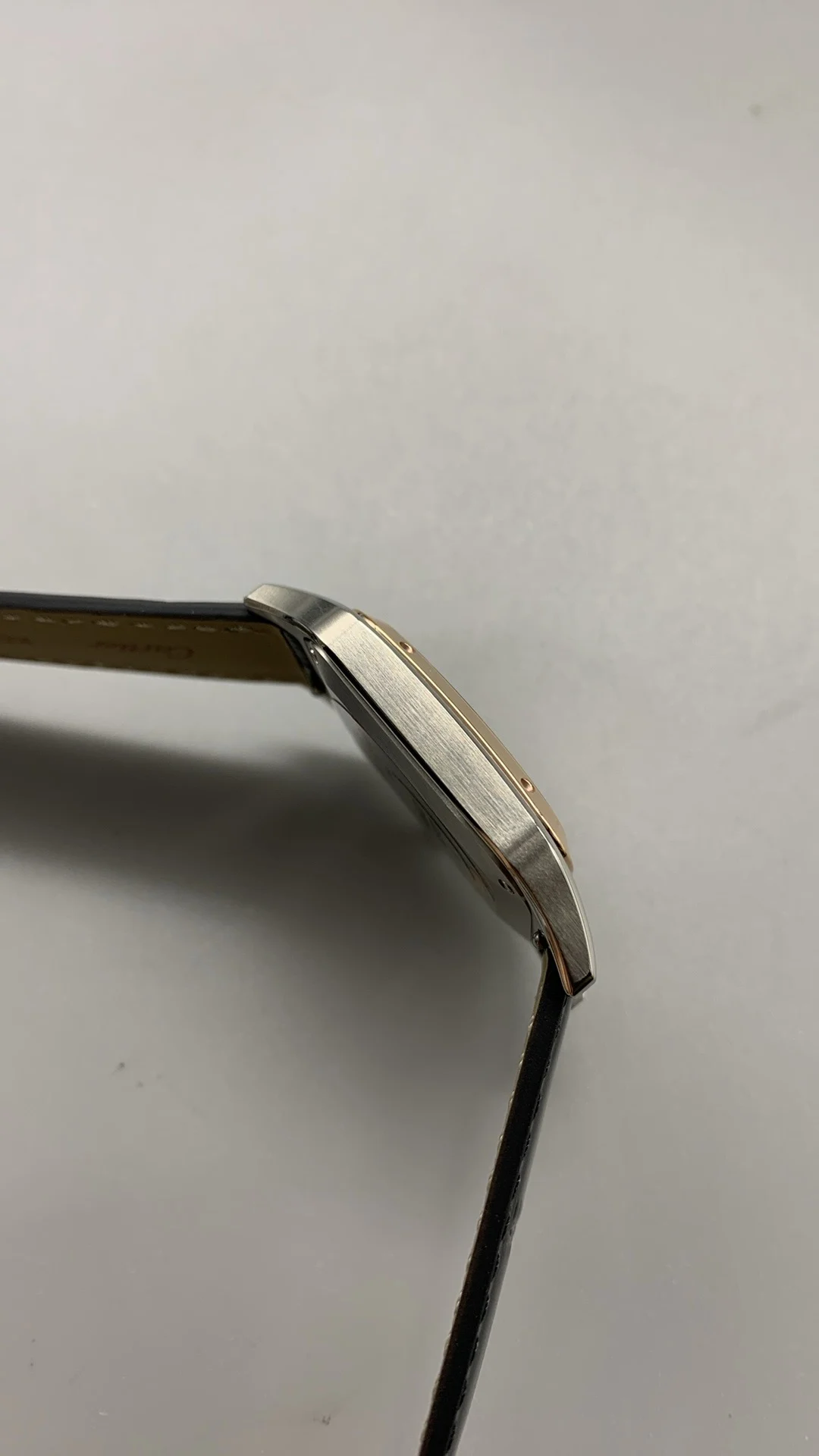 Cartier Santos-Dumont Rose Gold 43 × 31mm — photographed off the sweep