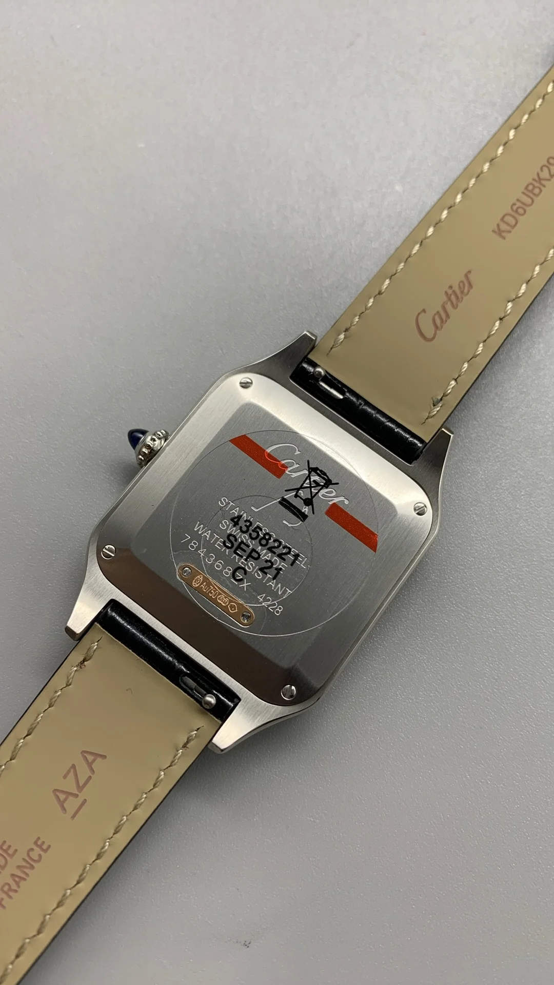 Cartier Santos-Dumont Rose Gold 43 × 31mm — photographed off the sweep