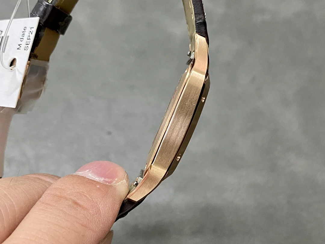 Cartier Santos-Dumont Steel Blue Dial 46.6 × 33.9mm — photographed off the sweep