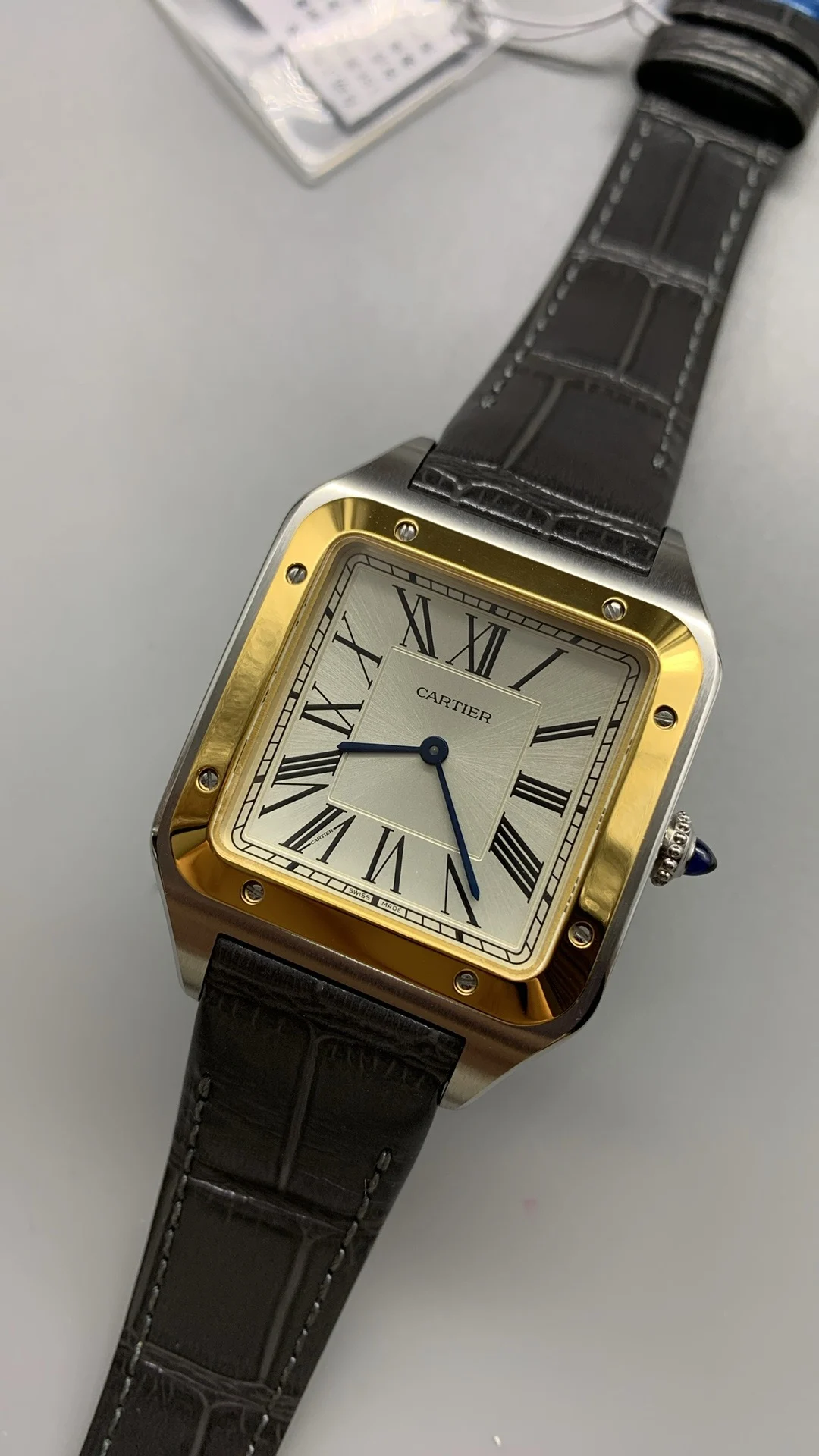 Cartier Santos-Dumont Two-Tone — photographed off the sweep