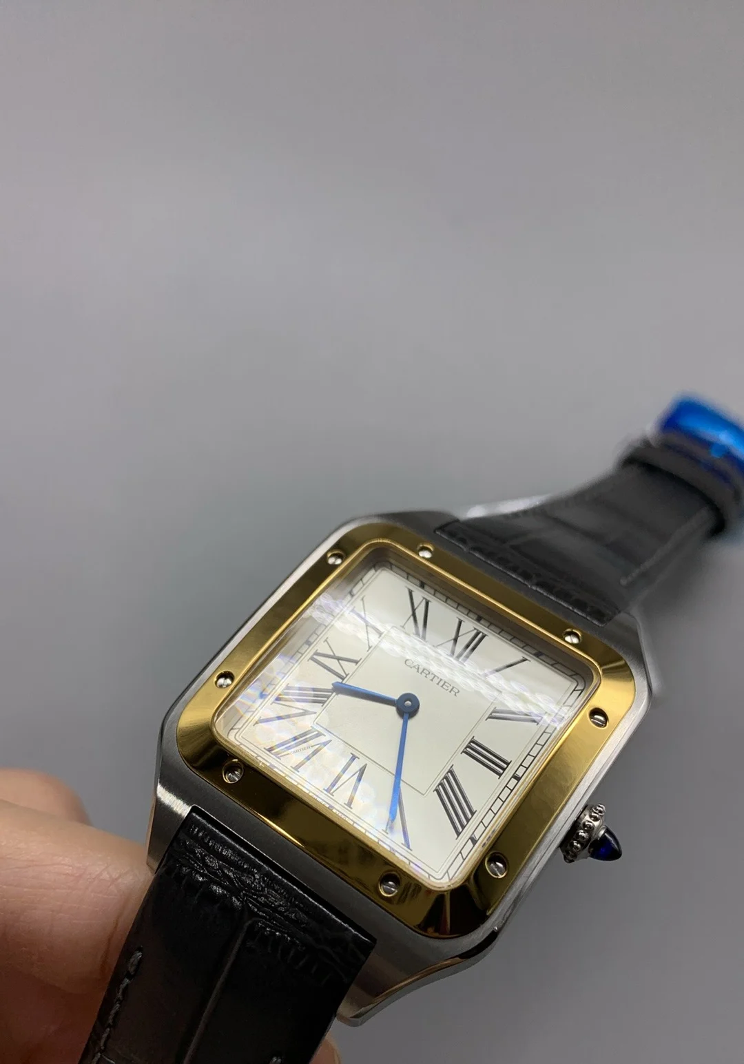 Cartier Santos-Dumont Two-Tone — photographed off the sweep