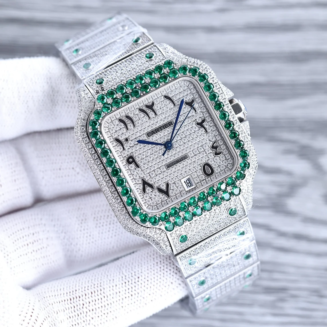 Cartier Santos Rainbow — photographed off the sweep