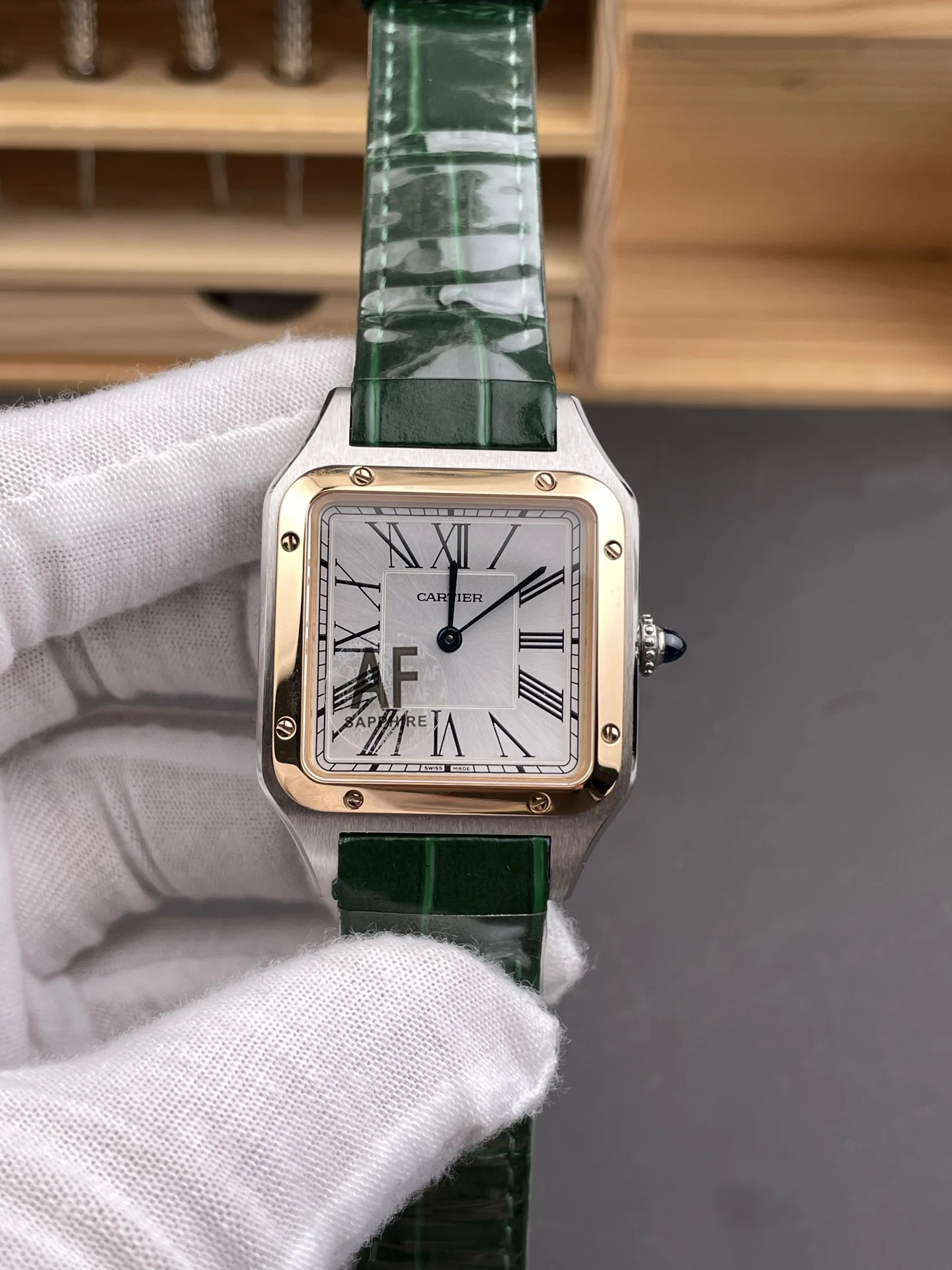 Cartier Santos Rose Gold Silver Dial